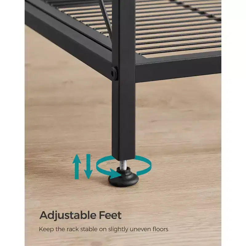Étagère de rangement métallique à 4 niveaux, unité de rayonnage de 44.3 pouces avec cadres à barre en X et pieds réglables, 110 lb par étagère, pour entrée, cuisine et salle de bain, noir d’encre