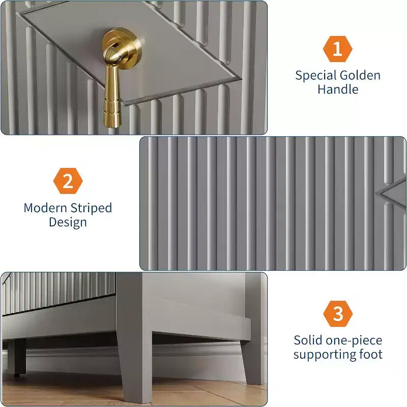 Commode à 6 tiroirs cannelés, large meuble de rangement moderne avec tiroirs profonds et kit anti-basculement