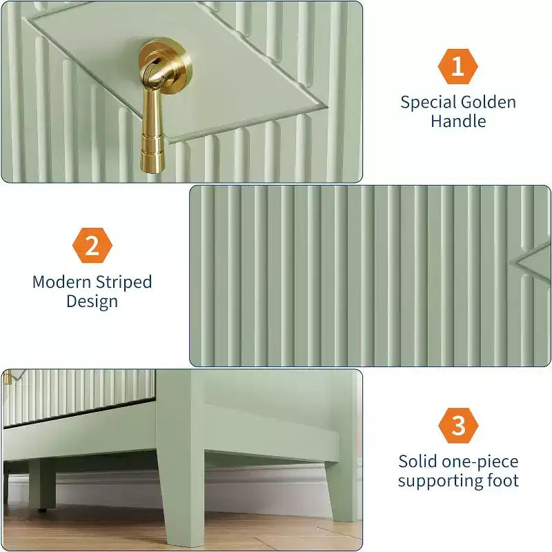 Commode à 6 tiroirs cannelés, large meuble de rangement moderne avec tiroirs profonds et kit anti-basculement