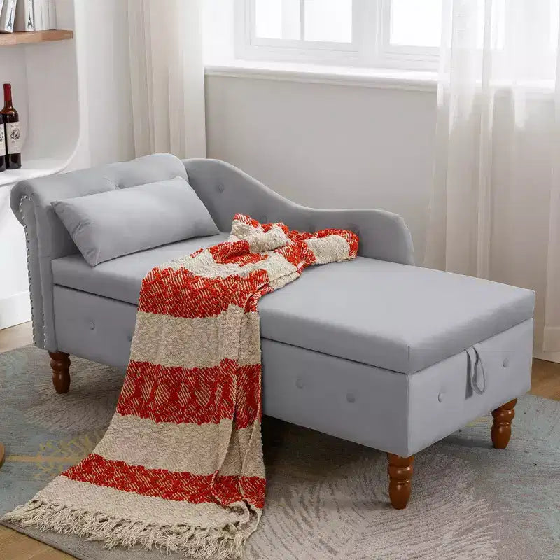 Moderner Relaxsessel mit Stauraum und Ziernägeln, gepolsterter Samt-Loungesessel mit Knopfheftung, Stauraum und Kissen fürs Wohnzimmer