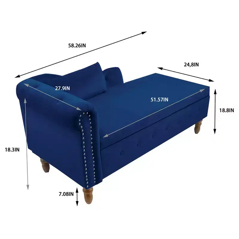 Moderner Relaxsessel mit Stauraum und Ziernägeln, gepolsterter Samt-Loungesessel mit Knopfheftung, Stauraum und Kissen fürs Wohnzimmer
