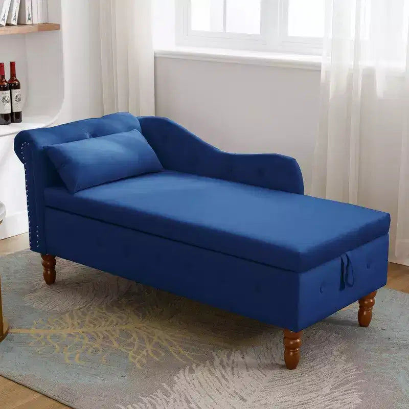 Moderner Relaxsessel mit Stauraum und Ziernägeln, gepolsterter Samt-Loungesessel mit Knopfheftung, Stauraum und Kissen fürs Wohnzimmer
