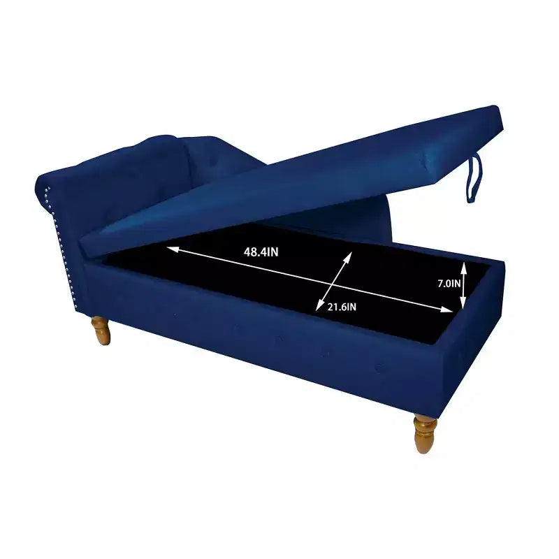 Moderner Relaxsessel mit Stauraum und Ziernägeln, gepolsterter Samt-Loungesessel mit Knopfheftung, Stauraum und Kissen fürs Wohnzimmer