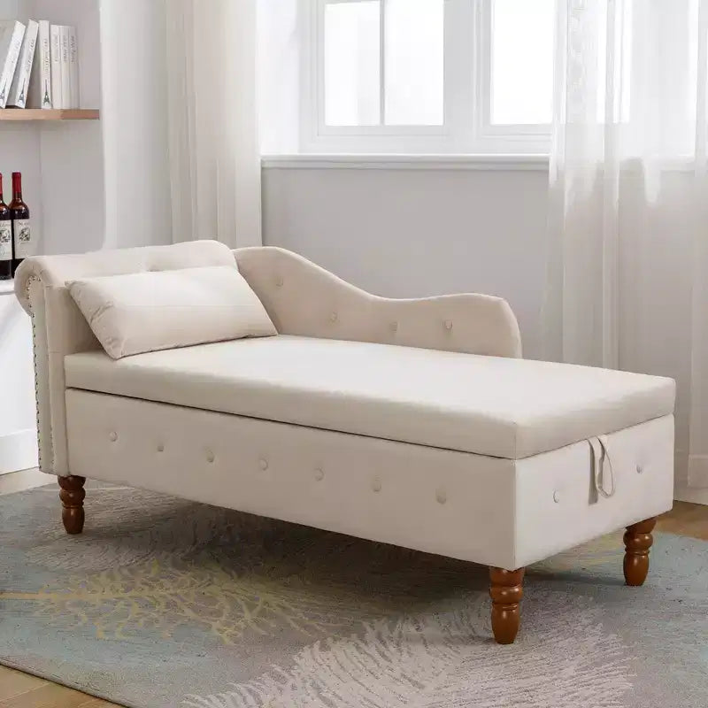 Moderner Relaxsessel mit Stauraum und Ziernägeln, gepolsterter Samt-Loungesessel mit Knopfheftung, Stauraum und Kissen fürs Wohnzimmer