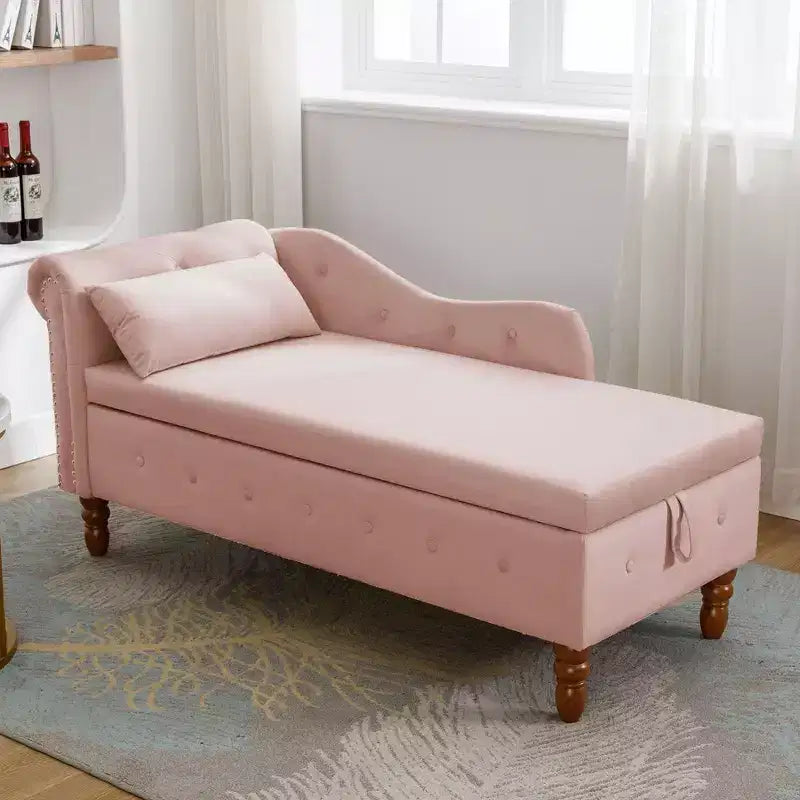 Moderner Relaxsessel mit Stauraum und Ziernägeln, gepolsterter Samt-Loungesessel mit Knopfheftung, Stauraum und Kissen fürs Wohnzimmer