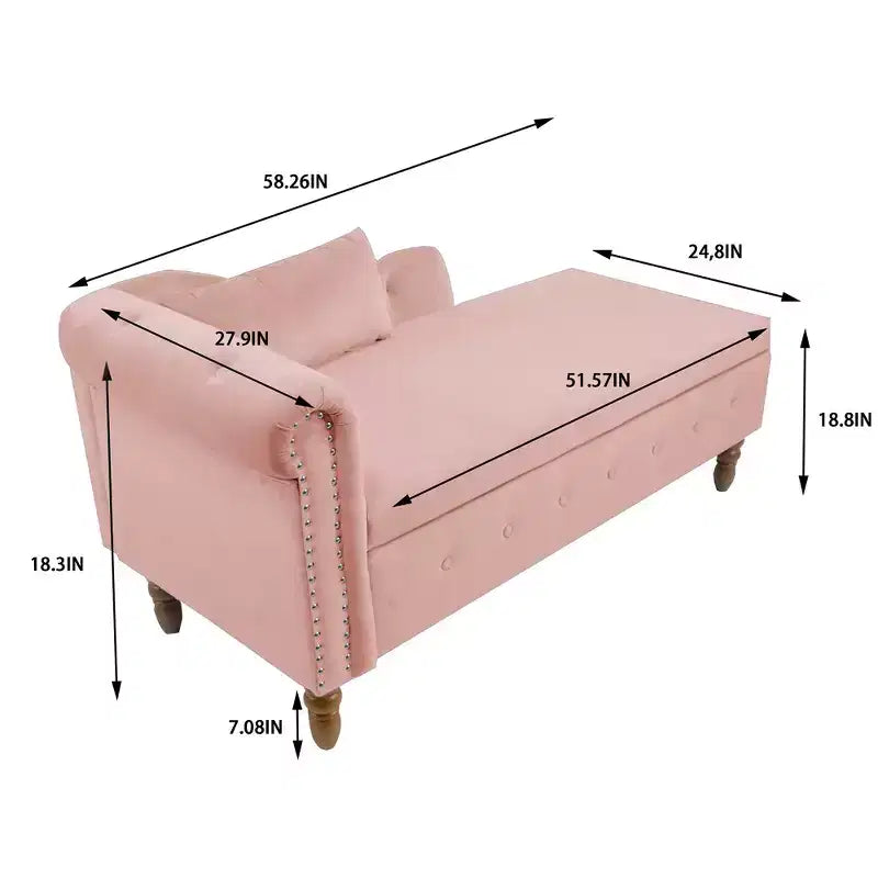 Moderner Relaxsessel mit Stauraum und Ziernägeln, gepolsterter Samt-Loungesessel mit Knopfheftung, Stauraum und Kissen fürs Wohnzimmer