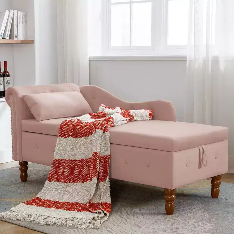 Moderner Relaxsessel mit Stauraum und Ziernägeln, gepolsterter Samt-Loungesessel mit Knopfheftung, Stauraum und Kissen fürs Wohnzimmer
