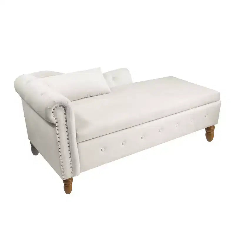 Moderner Relaxsessel mit Stauraum und Ziernägeln, gepolsterter Samt-Loungesessel mit Knopfheftung, Stauraum und Kissen fürs Wohnzimmer