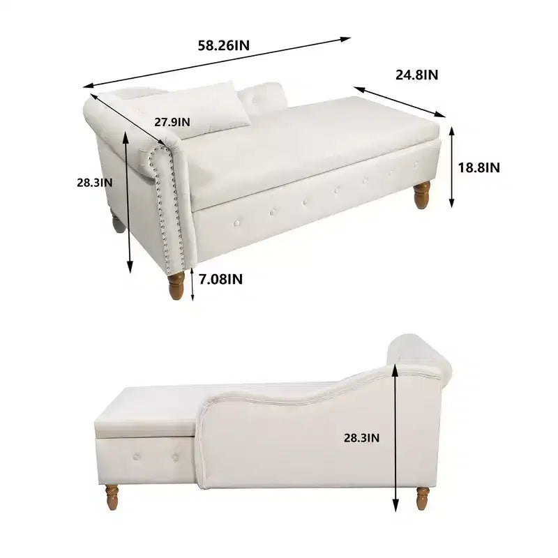 Moderner Relaxsessel mit Stauraum und Ziernägeln, gepolsterter Samt-Loungesessel mit Knopfheftung, Stauraum und Kissen fürs Wohnzimmer