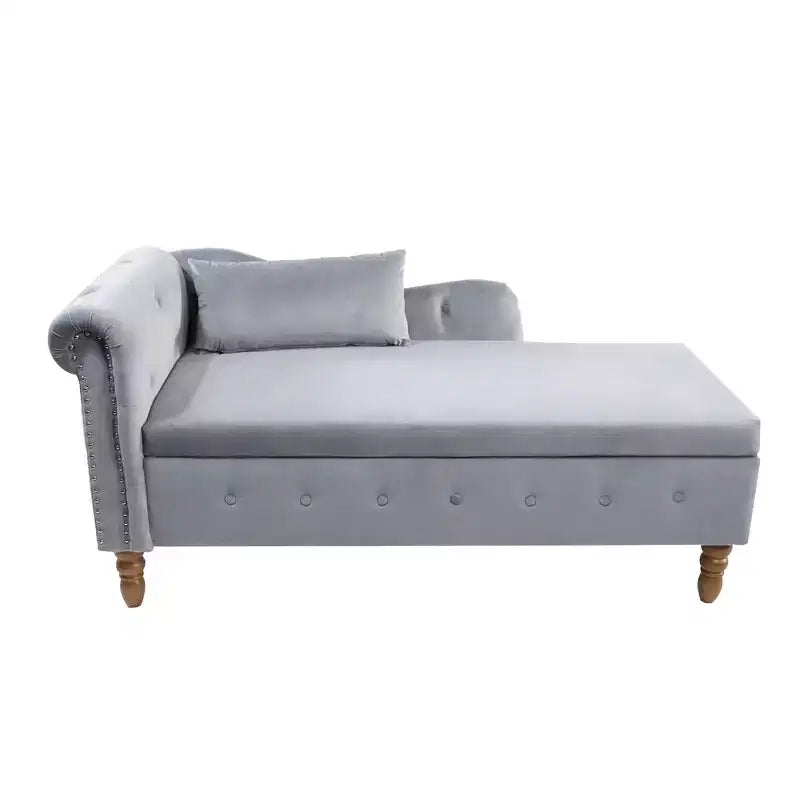 Moderner Relaxsessel mit Stauraum und Ziernägeln, gepolsterter Samt-Loungesessel mit Knopfheftung, Stauraum und Kissen fürs Wohnzimmer