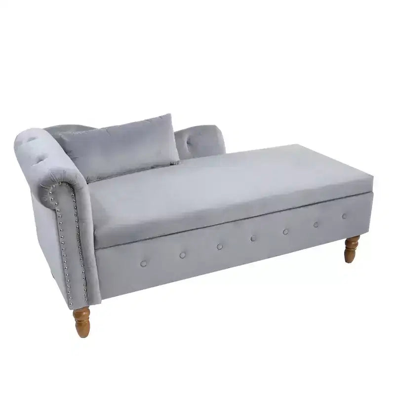 Moderner Relaxsessel mit Stauraum und Ziernägeln, gepolsterter Samt-Loungesessel mit Knopfheftung, Stauraum und Kissen fürs Wohnzimmer