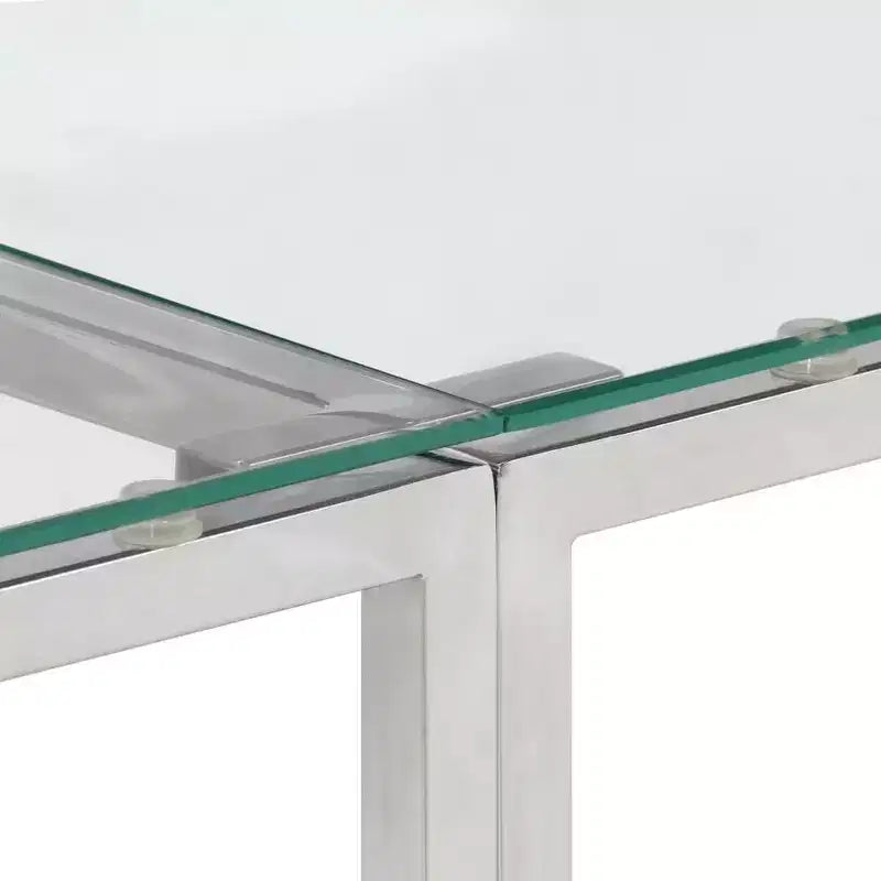 Konsolentisch für Flur und Wohnzimmer aus Edelstahl und gehärtetem Glas