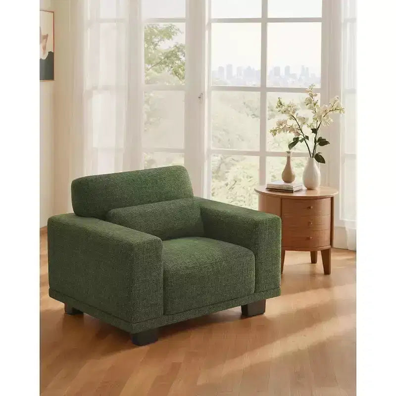 40 In Modernes Einzelsofa mit tiefer Sitzfläche und breiten Armlehnen, Einzelsofa fürs Wohnzimmer, bequemes Einzelsolfa mit einer maximalen Tragkraft von 300 lbs, Grün