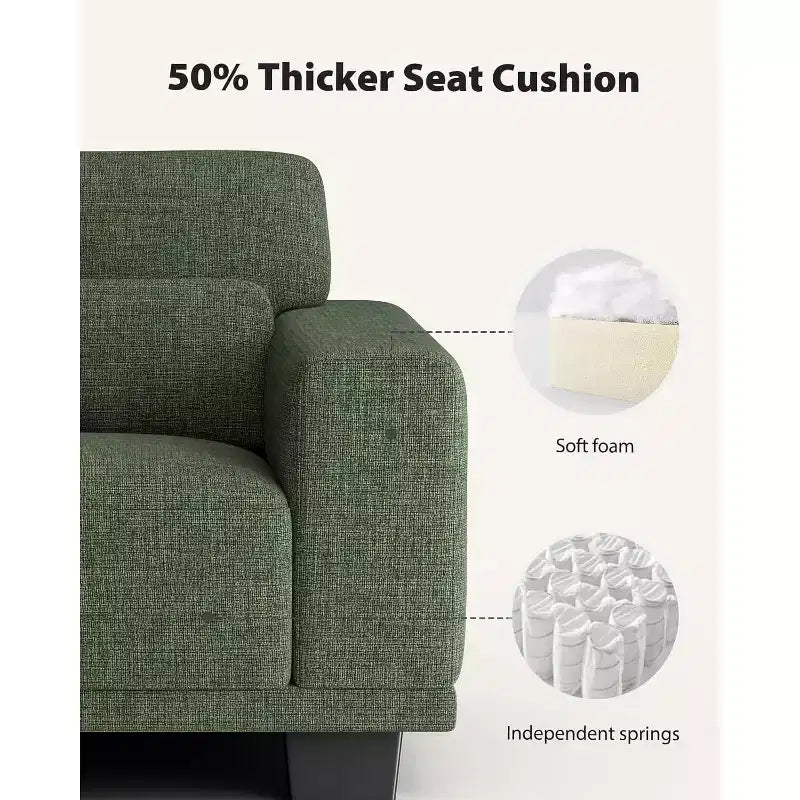 40 In Modernes Einzelsofa mit tiefer Sitzfläche und breiten Armlehnen, Einzelsofa fürs Wohnzimmer, bequemes Einzelsolfa mit einer maximalen Tragkraft von 300 lbs, Grün