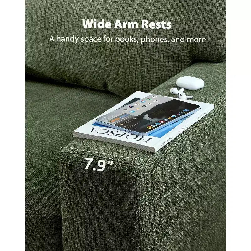 40 In Modernes Einzelsofa mit tiefer Sitzfläche und breiten Armlehnen, Einzelsofa fürs Wohnzimmer, bequemes Einzelsolfa mit einer maximalen Tragkraft von 300 lbs, Grün