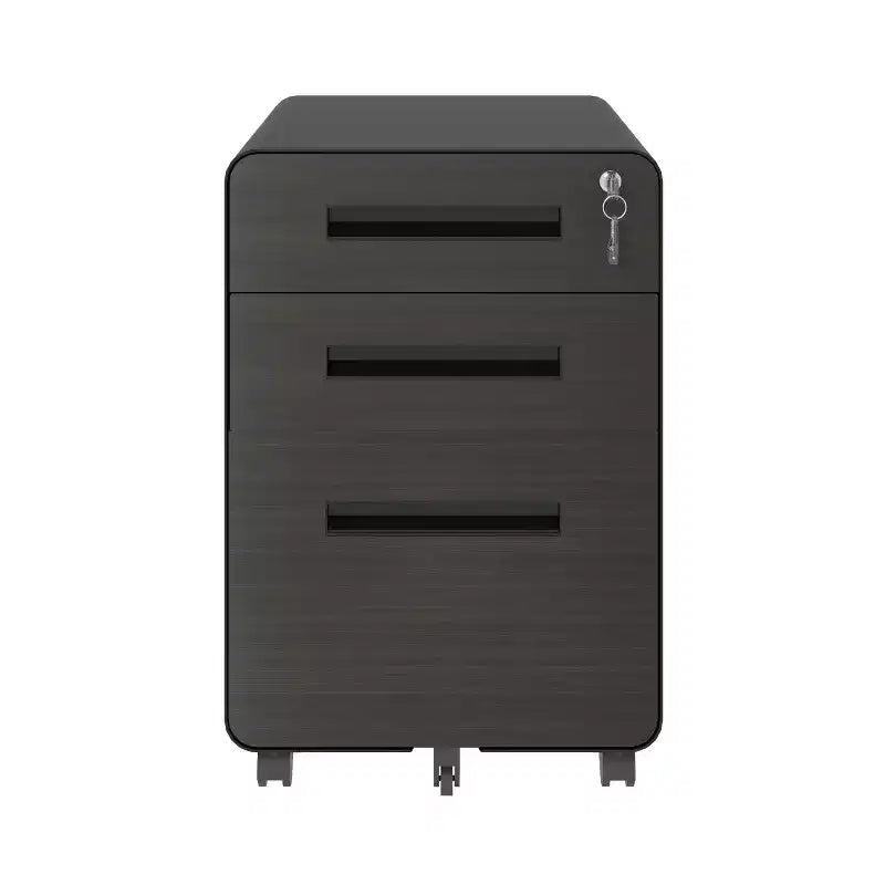 Archivador móvil de 23H con cerradura - totalmente de acero y ensamblado, diseño antivuelco y ruedas con bloqueo, compatible con A4/carta, para casa/oficina (negro)