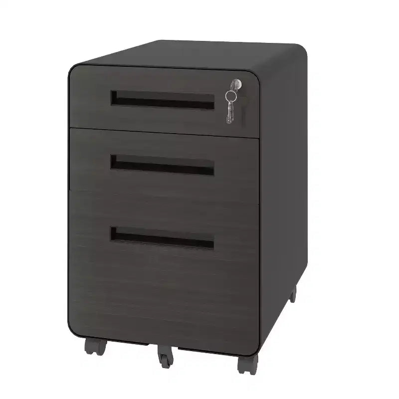 Archivador móvil de 23H con cerradura - totalmente de acero y ensamblado, diseño antivuelco y ruedas con bloqueo, compatible con A4/carta, para casa/oficina (negro)
