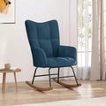 Sillón auxiliar con asiento acolchado y base mecedora para sala de estar, terciopelo - azul, sin reposapiés