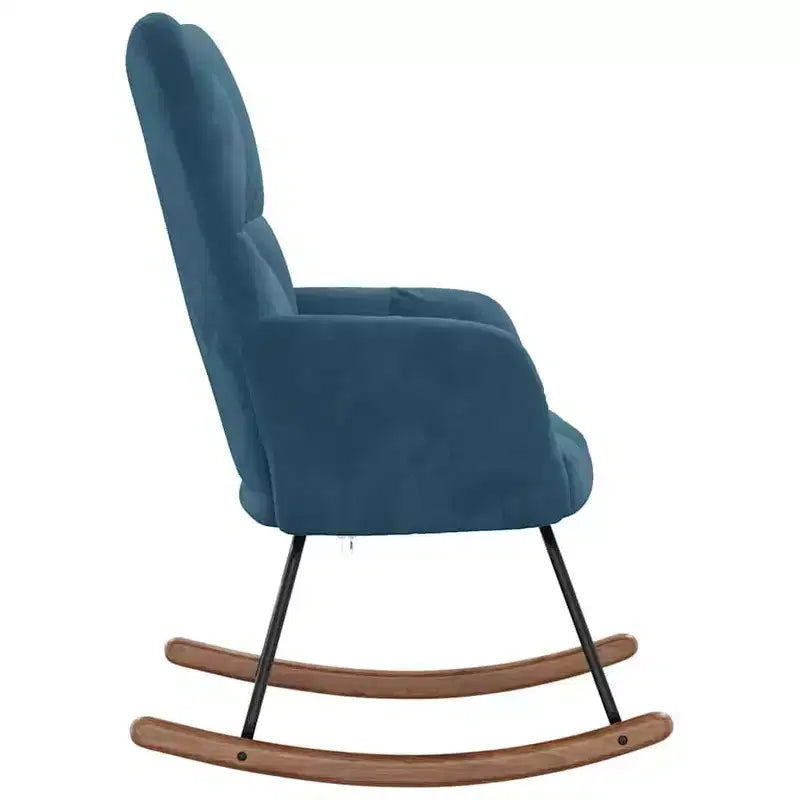 Schaukelstuhl, gepolsterter Akzentstuhl für das Wohnzimmer, Samt - Blau, ohne Fußstütze