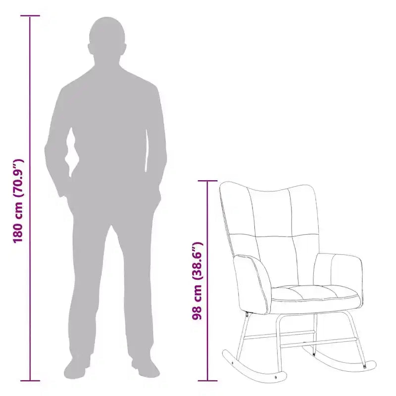 Sillón auxiliar con asiento acolchado y base mecedora para sala de estar, terciopelo - azul, sin reposapiés