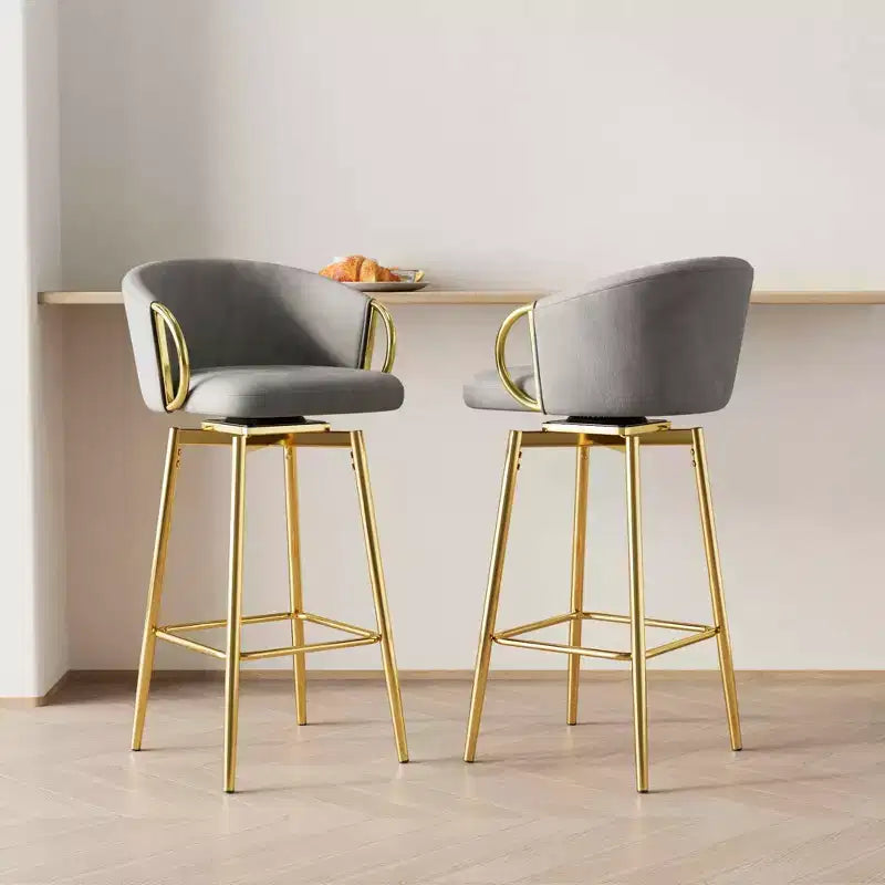 30 Zoll Esszimmerstühle, 2er-Set, moderne drehbare Barstühle mit hohen Sitzflächen für Küchenbars und Restaurants, Beige-Grau