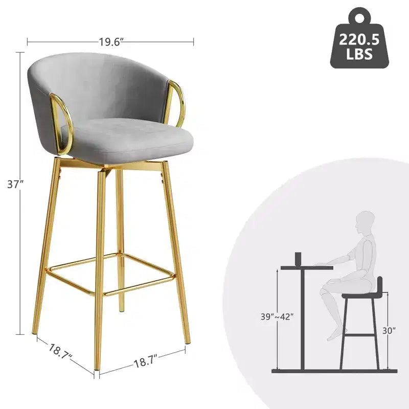 30 Zoll Esszimmerstühle, 2er-Set, moderne drehbare Barstühle mit hohen Sitzflächen für Küchenbars und Restaurants, Beige-Grau