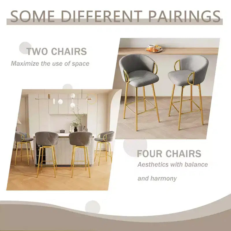 30 Zoll Esszimmerstühle, 2er-Set, moderne drehbare Barstühle mit hohen Sitzflächen für Küchenbars und Restaurants, Beige-Grau