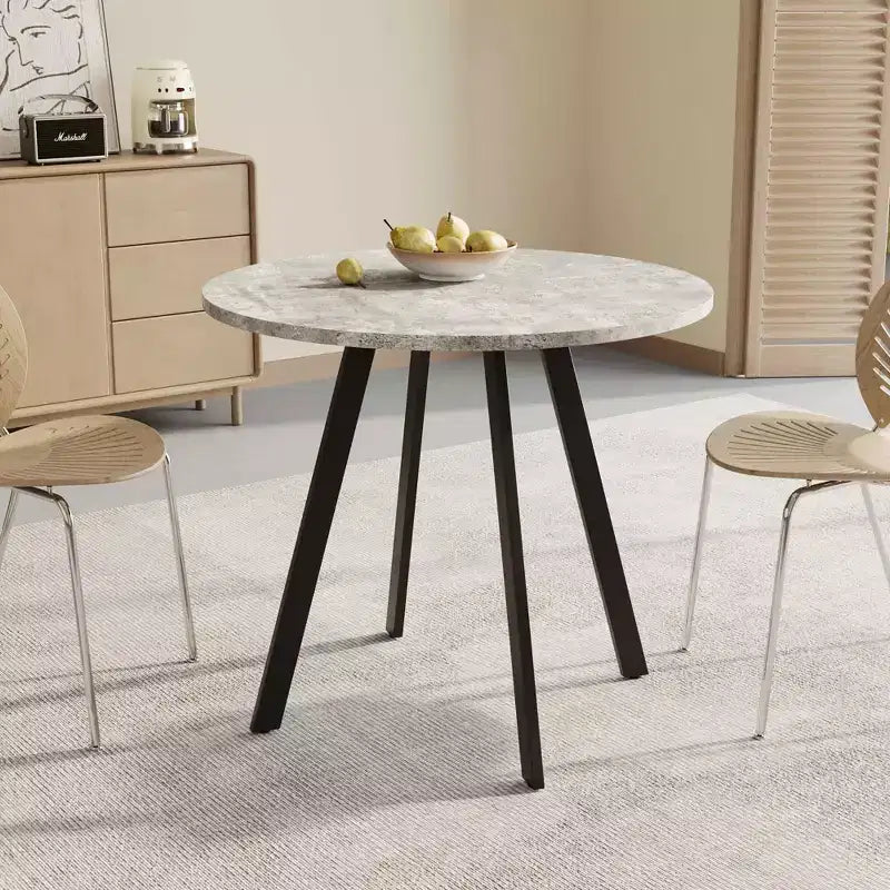 Mesa de centro circular moderna y minimalista de 33.5 pulgadas, con textura de cemento gris para la sala de estar