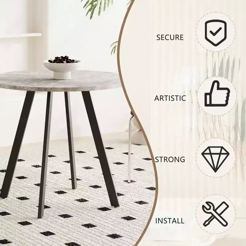 Mesa de centro circular moderna y minimalista de 33.5 pulgadas, con textura de cemento gris para la sala de estar
