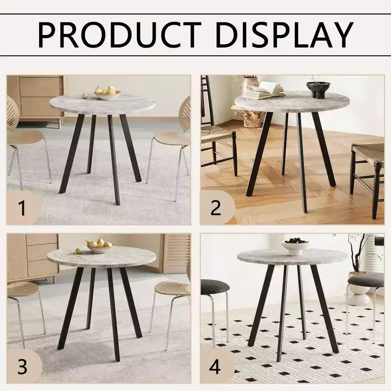 Mesa de centro circular moderna y minimalista de 33.5 pulgadas, con textura de cemento gris para la sala de estar