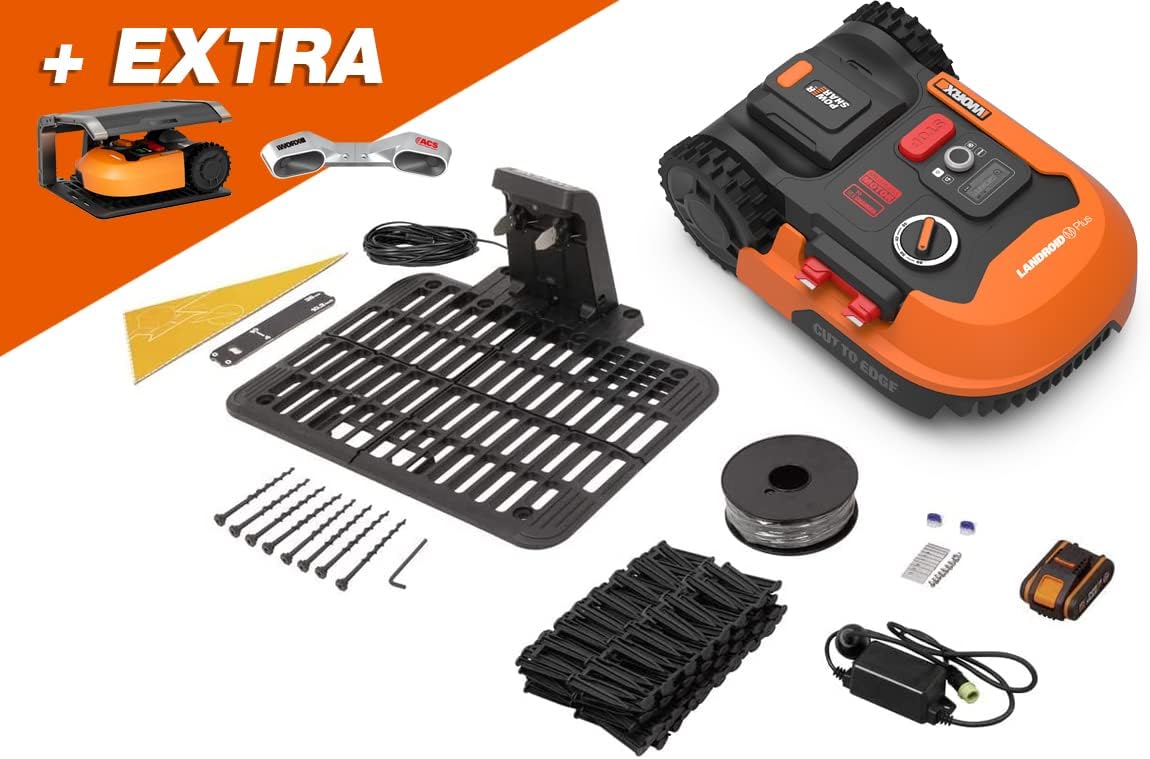WORX LANDROID Vision WR206E.1, Robot Tondeuse sans Fil périphérique 600 m2 Surf.Max 700 m2, Installation en 30 Min, Caméra 4K + IA Adaptative, évite Tous Les Obstacles, Coupe des Bordures, Multizone