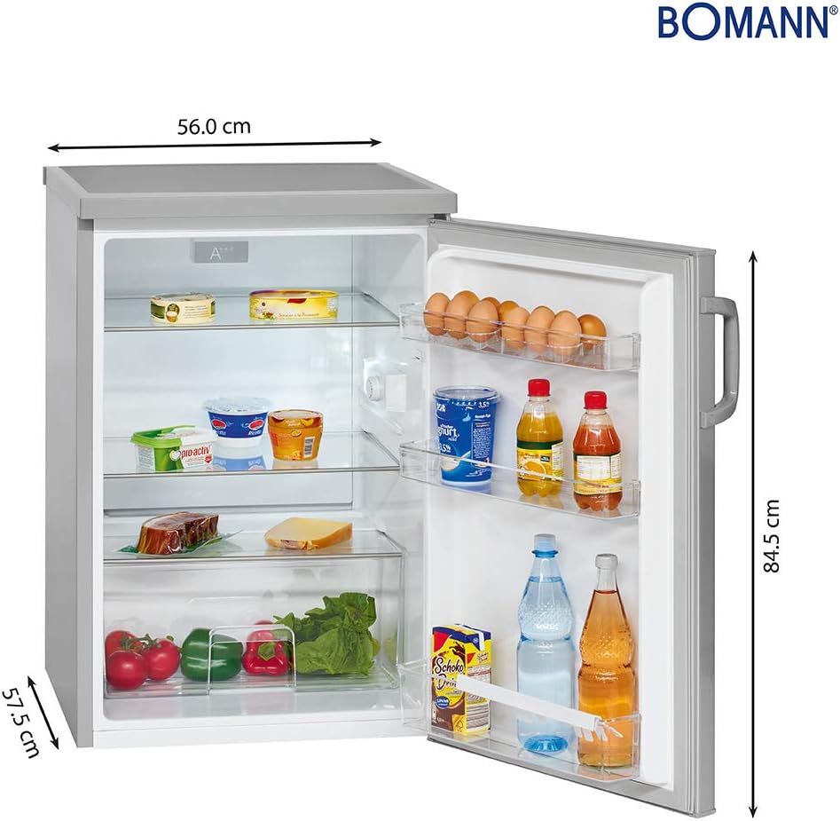 Réfrigérateur 133L inox VS2195-1-inox, Capacité nette : 133 litres, éclairage intérieur à DEL, Contr?le de la température en continu, 3 clayettes en verre