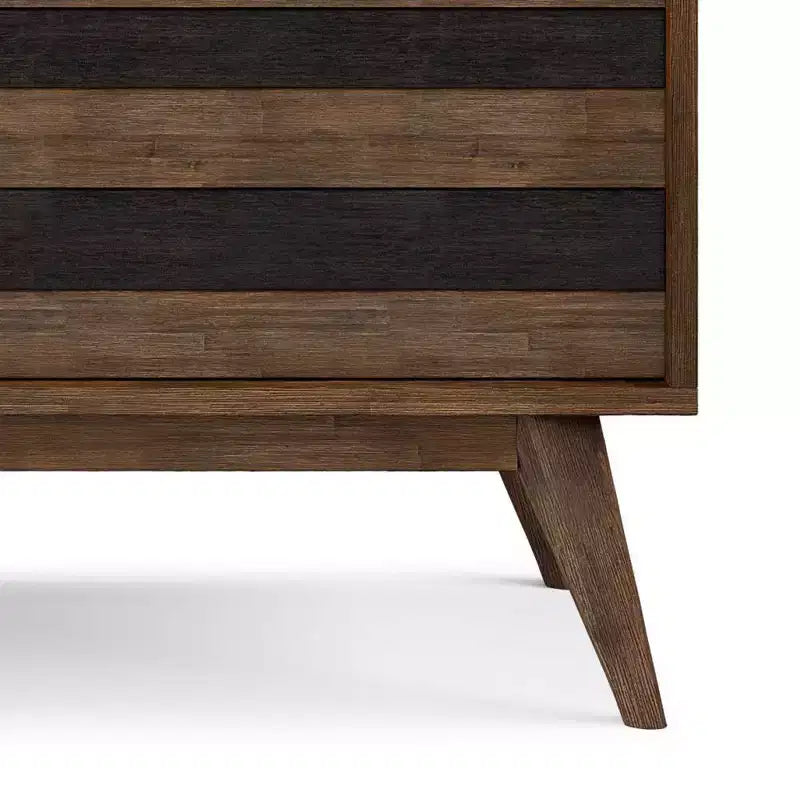 Meuble TV pour téléviseurs jusqu’à 60", en acacia brun naturel vieilli de style rustique, gestion des câbles, étagères réglables