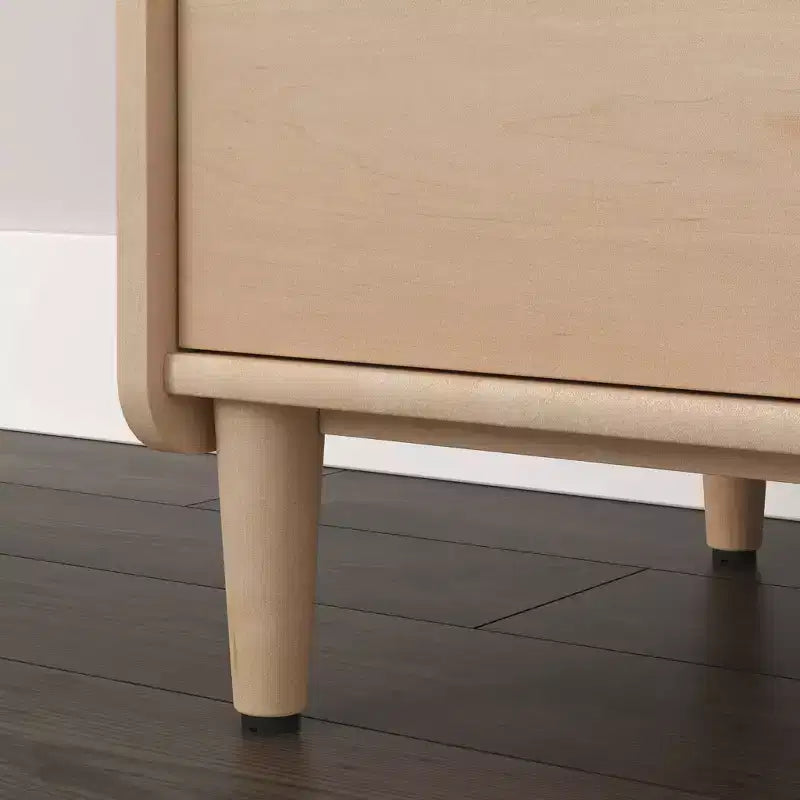 Crédence de bureau en érable naturel - meuble multimédia avec étagère réglable et rangement pour dossiers