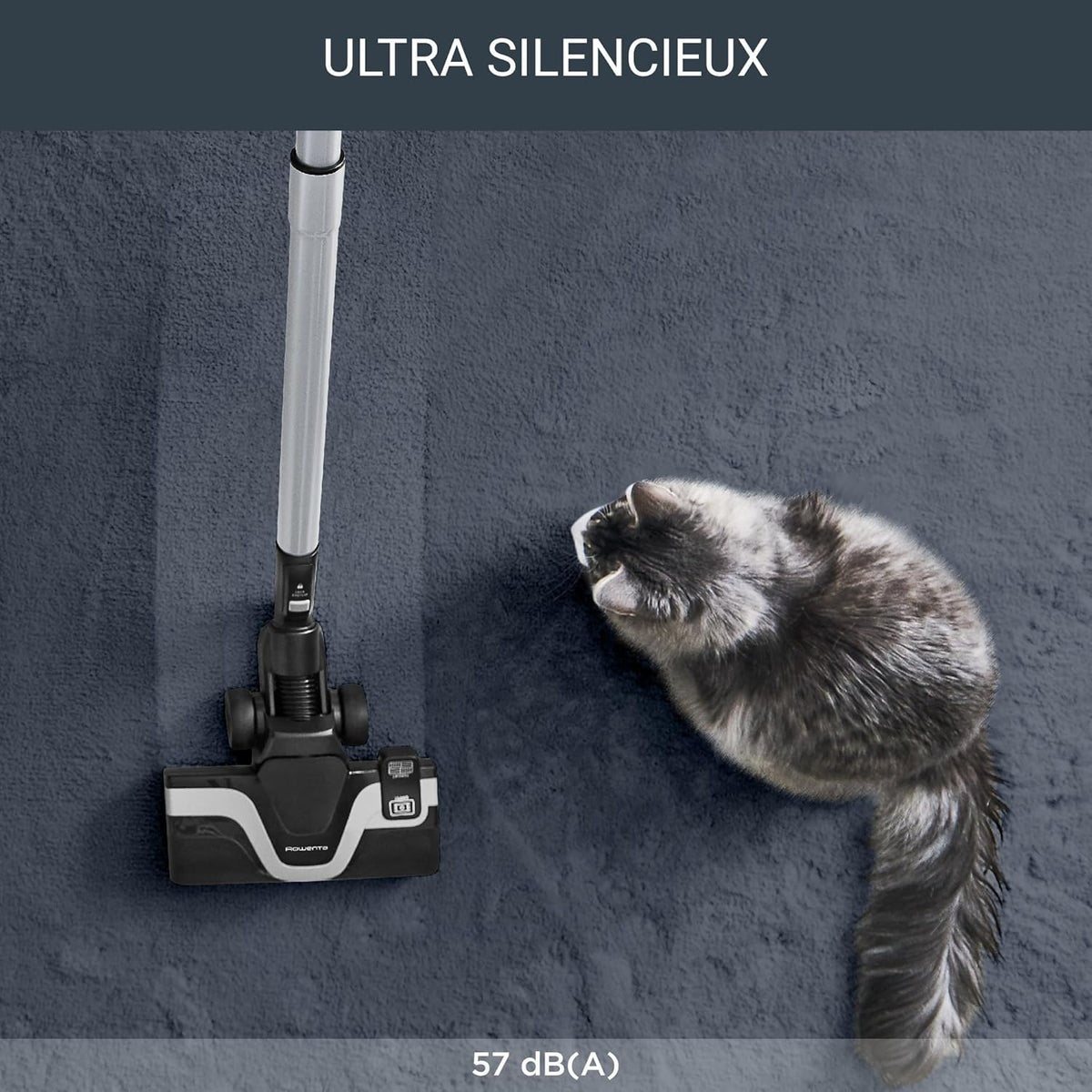 ROWENTA Silence Force Effitech Aspirateur avec Sac, Silencieux 57 DB(A), Basse consommation, Haute Filtration, Rayon d'action 12 m, Fabriqué en France RO7451EA, Bleu