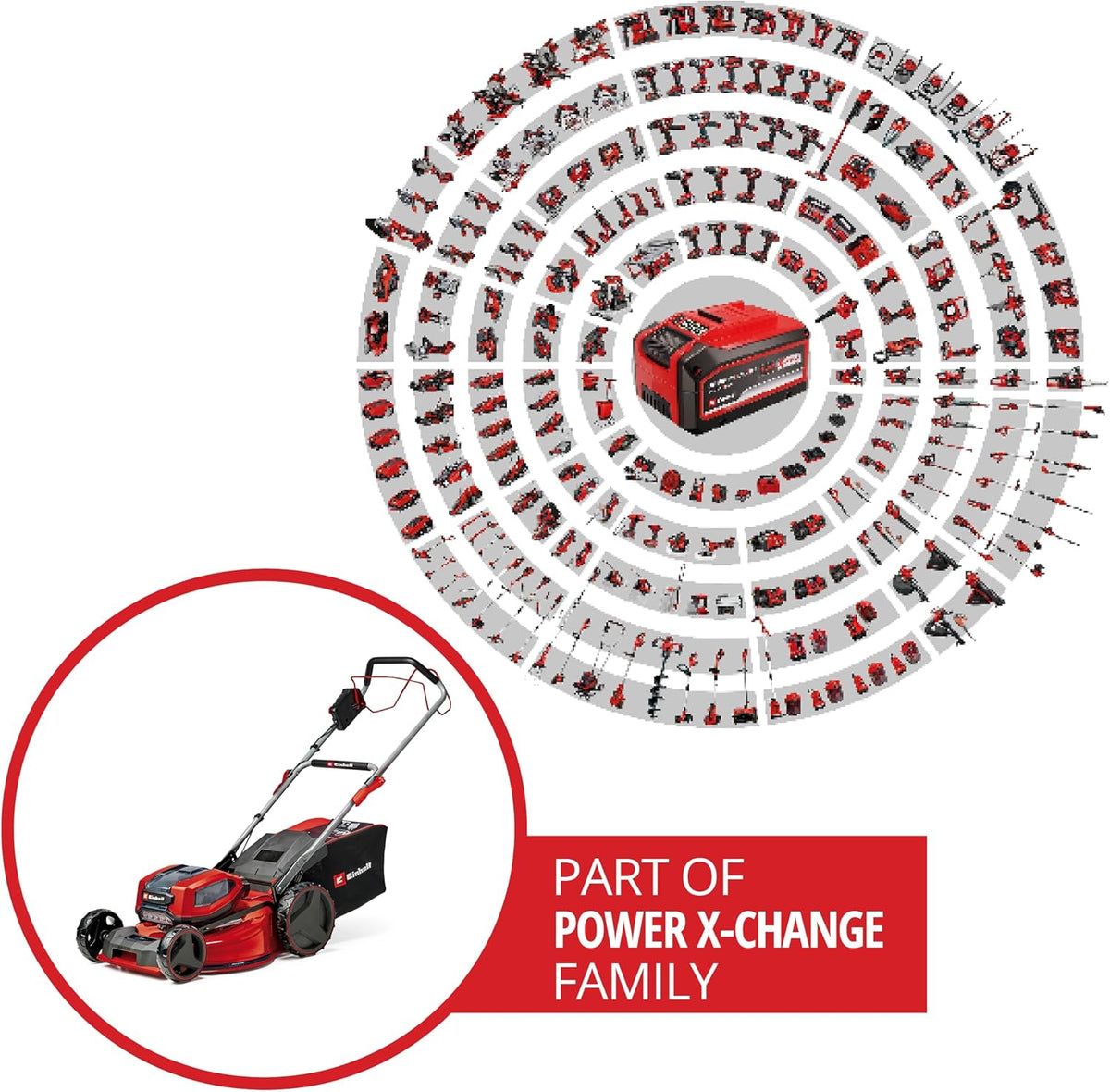 Einhell Professional Tondeuse à gazon sans fil GP-CM 36/47 S HW Li Power X-Change (36V, 47 cm largeur de coupe, autotractée, moteur sans charbon) Livré avec 4 Batteries 4,0Ah et 2 Chargeurs Doubles