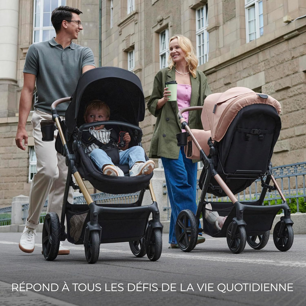 Kinderkraft MOOV2 Poussette 3 en 1, Système de voyage de la naissance à 27 kg, Siège auto Mink PRO I-Size inclus, Capote extensible avec filtre UPF50+, Accessoires pratiques, Gris