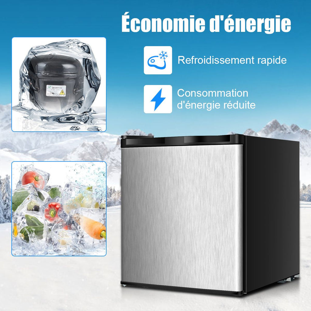 Mini Congélateur Vertical Capacité 31,1 L Porte Réversible en Acier Inoxydable Contr?le Mécanique Température Réglable