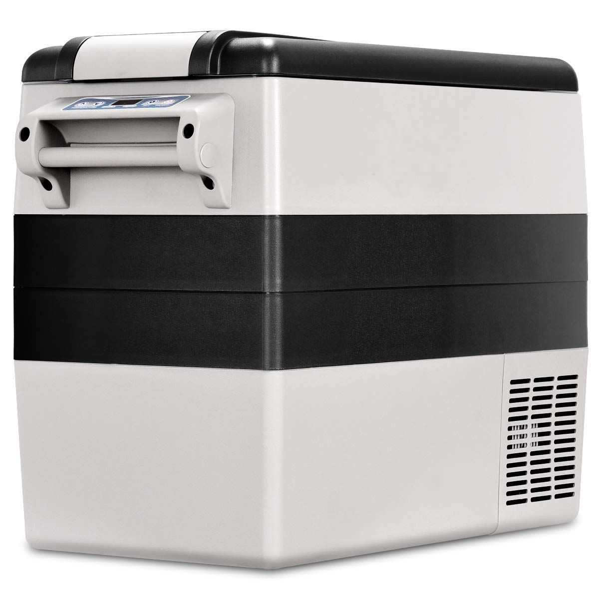 Réfrigérateur 52l de Voiture -20°C/+10°C Mini Réfrigérateur Portable Ecran Lcd Adaptateur 69x34,5x52,5cm Noir+Gris