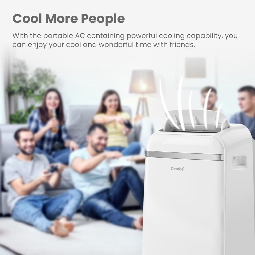 COMFEE' Climatiseur Mobile 9000 BTU/h 2,6kW, 3-EN-1 Refroidisseur Déshumidificateur Ventilateur, Fonction Follow me, Minuterie, Mode nuit, Pour salon et maison de 33©O/88m3, MPPH-09CRN7, R290