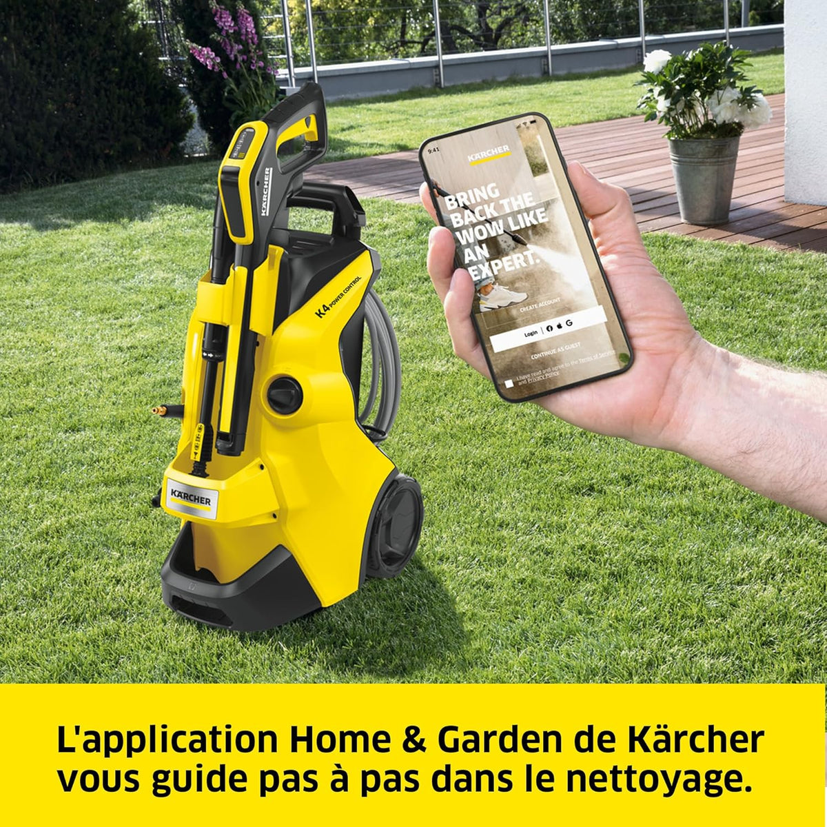 K?rcher Nettoyeur Haute Pression K 4 Power Control Flex Home, Pression : max. 130 bar, Débit : 420 l/h, Surface : 30 m2/h, Poids : 11,5 kg, Pistolet Haute Pression, Rotabuse, Lance, Home Kit