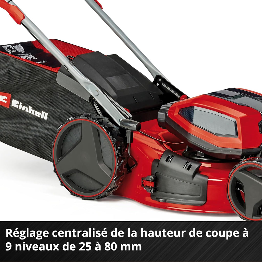 Einhell Professional Tondeuse à gazon sans fil GP-CM 36/47 S HW Li Power X-Change (36V, 47 cm largeur de coupe, autotractée, moteur sans charbon) Livré avec 4 Batteries 4,0Ah et 2 Chargeurs Doubles