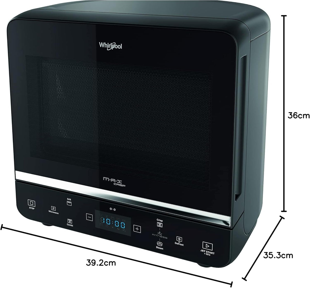 Whirlpool Max 49 MB four à micro-ondes + Grill, 13 l avec vapeur, grille haute, plateau Crisp + poignée