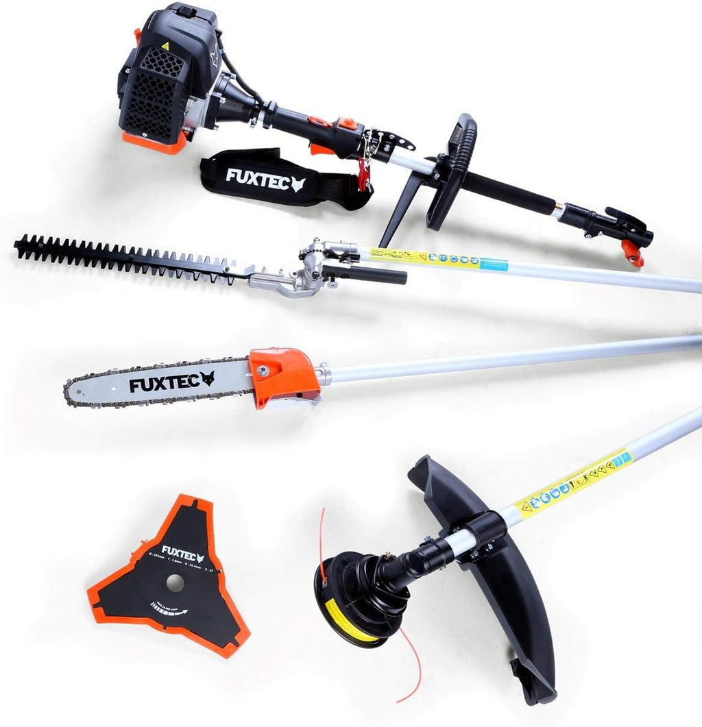 Fuxtec Débroussailleuse Thermique Multifonction 5 en 1 Multitool FX-MT152E - Easy Starter 3CV 52 cm3, Moteur 2 Temps, élagueuse Taille Haie Coupe Bordure Avec Fil ou Lame 1 Mètre Rallonge