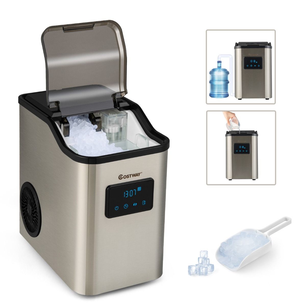 Machine à Gla?ons 24kg en 24h Panneau de Contr?le Tactile LED