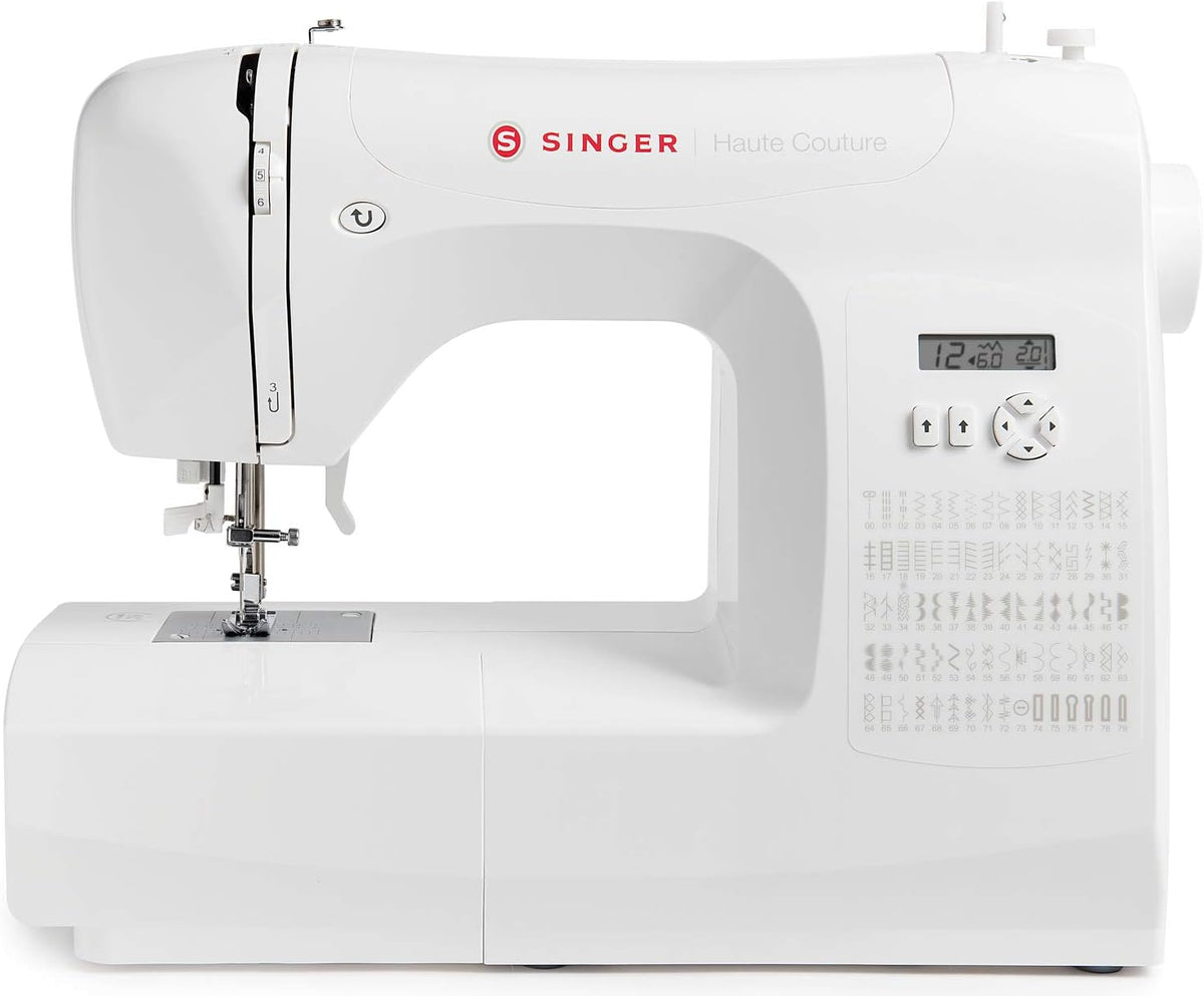 Singer Haute Couture F527C Machine à coudre électronique Professionnelle, 80 points, utilitaires, élastiques, décoratifs, Facile pour Débutants Electrique Portable, Maison