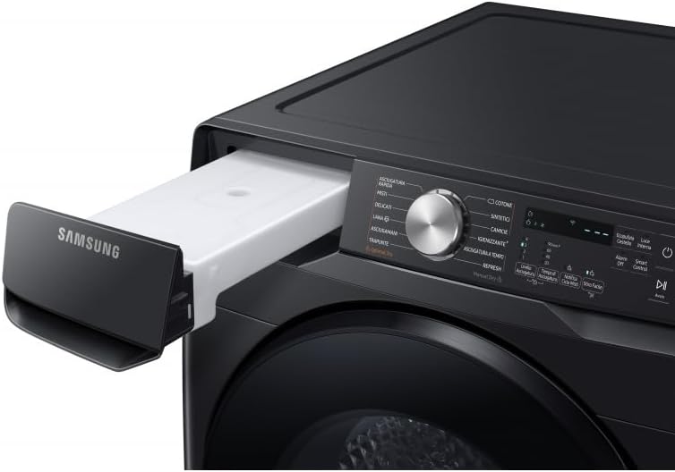 Samsung Sèche-linge grande capacité DV16T8520BV/ET, 16 kg, Hybrid Heatpump Classe A+++, Wifi, Hublot réversible, Charge avant, 69 l x 98 h x 84p cm