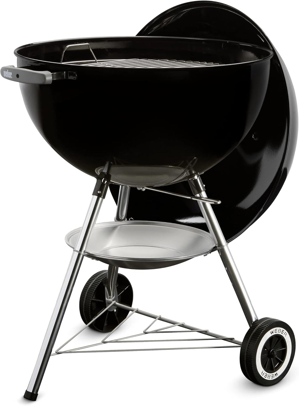 Weber Classic Kettle barbecue au charbon de bois, surface de cuisson ? 57cm, barbecue avec couvercle et cuve en acier emaillé, thermomètre intégré au couvercle, trépied et roues - Noir (1341504)