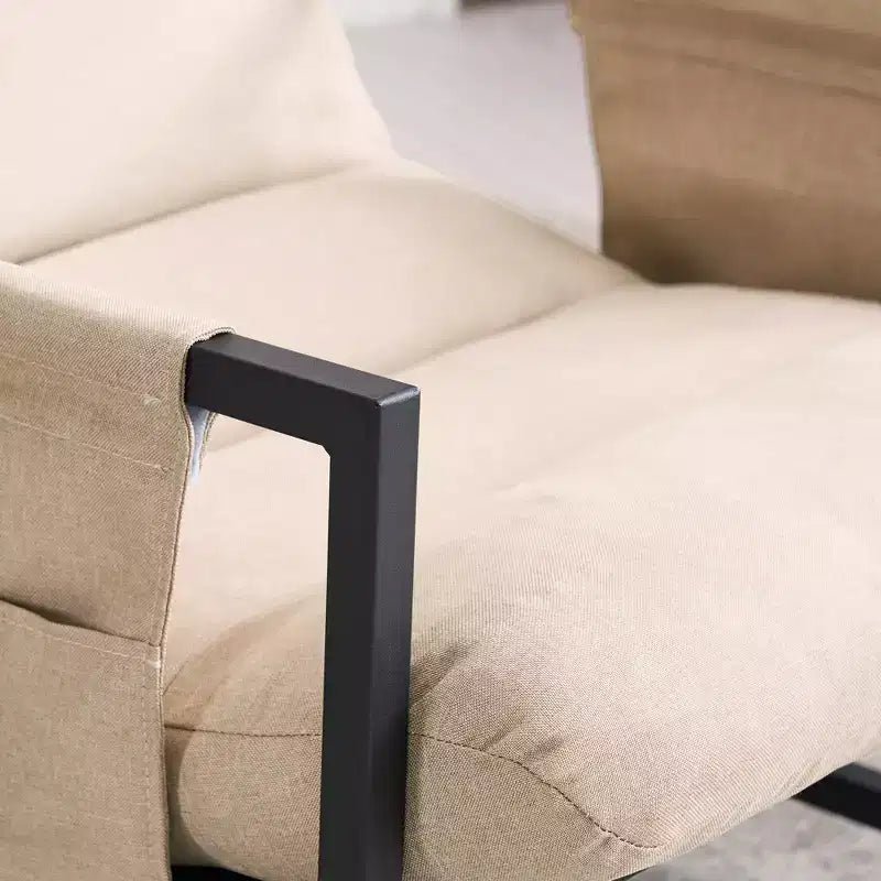 Fauteuil d’appoint à assise suspendue rembourrée avec cadre en métal, style moderne