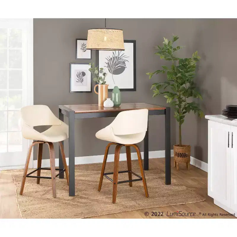 Lot de 2 tabourets de bar carrés de style nordique
